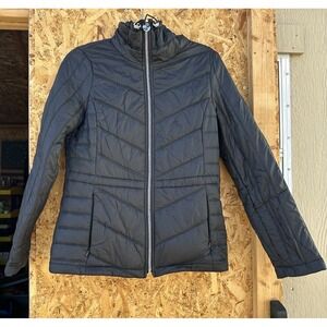 Guess Women's Black Puffer Black Jacket Light Weight Sz Small With Pockets Coat